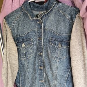Denim Jacket with Gray Sleeves